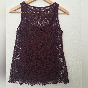 White House Black Market Burgundy Lace Sleeveless Camisole